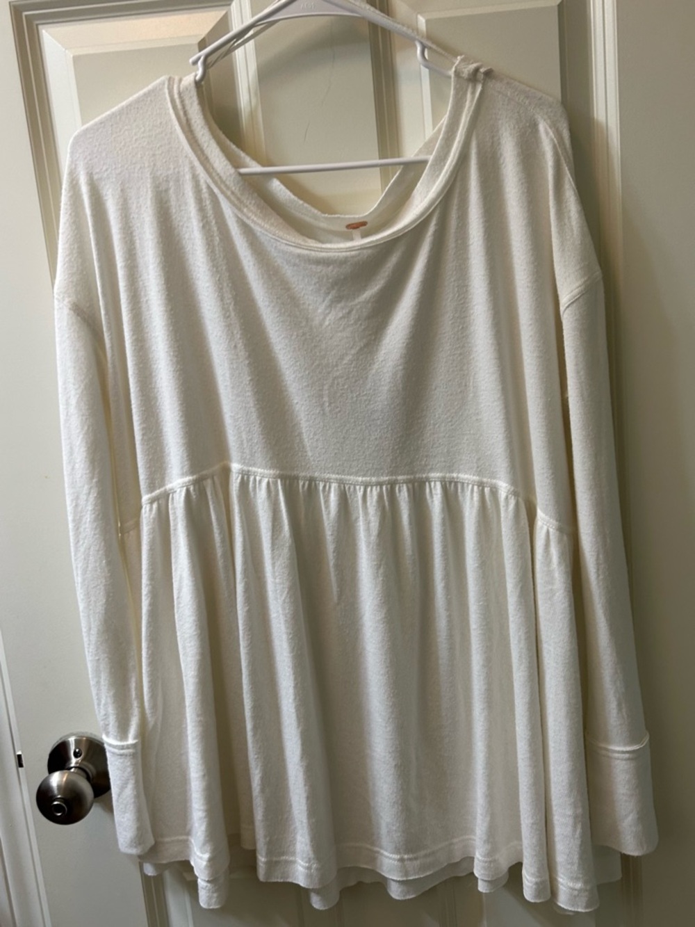 Free People Cream Peplum Long-Sleeve Tunic